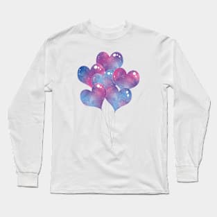 Bouquet of Galaxy Heart Balloons Long Sleeve T-Shirt